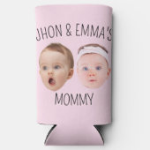 パーソナライズされた顔フォトキッズ母の日の贈り物 スリム缶クーラー (正面)