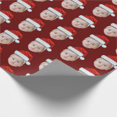 パーソナライズされた顔フォトサンタハットおもしろいクリスマス ラッピングペーパー (角)