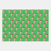 パーソナライズされた顔フォトサンタハットクリスマスギフト ラッピングペーパーシート (正面3)