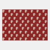 パーソナライズされた顔フォトサンタハットクリスマスギフト ラッピングペーパーシート (正面2)