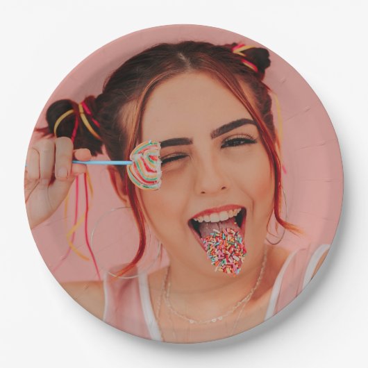 パーソナライズされた顔写真セルフィーシンプルモダン ペーパープレート (正面)