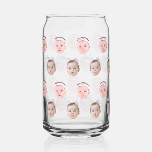 パーソナライズされた顔2写真、カスタム顔、パパ母 ガラス缶 (正面)