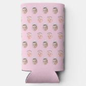 パーソナライズされた顔2写真、カスタム顔、パパ母 スリム缶クーラー (裏面)