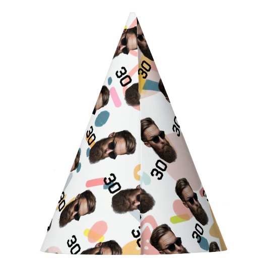 パーソナライズされた顔20日30日40日50誕生日 パーティーハット (裏面)