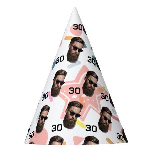 パーソナライズされた顔20日30日40日50誕生日 パーティーハット (正面)