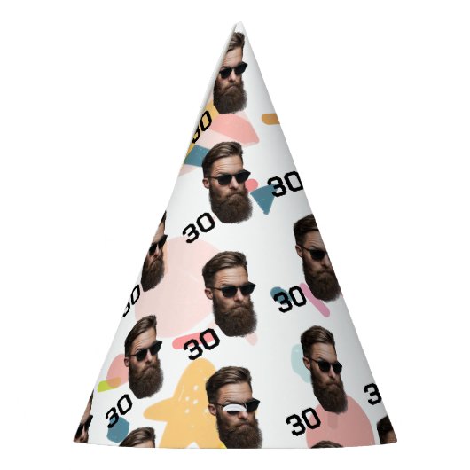 パーソナライズされた顔20日30日40日50誕生日 パーティーハット (左)