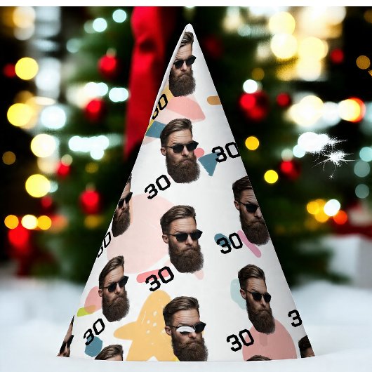 パーソナライズされた顔20日30日40日50誕生日 パーティーハット