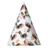 パーソナライズされた顔30日40日50日60誕生日 パーティーハット (裏面)