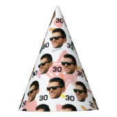 パーソナライズされた顔30日40日50日60誕生日 パーティーハット (正面)