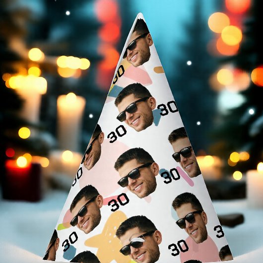 パーソナライズされた顔30日40日50日60誕生日 パーティーハット