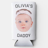 パーソナライズされた顔、カスタムベビー写真、パパギフト スリム缶クーラー (正面)