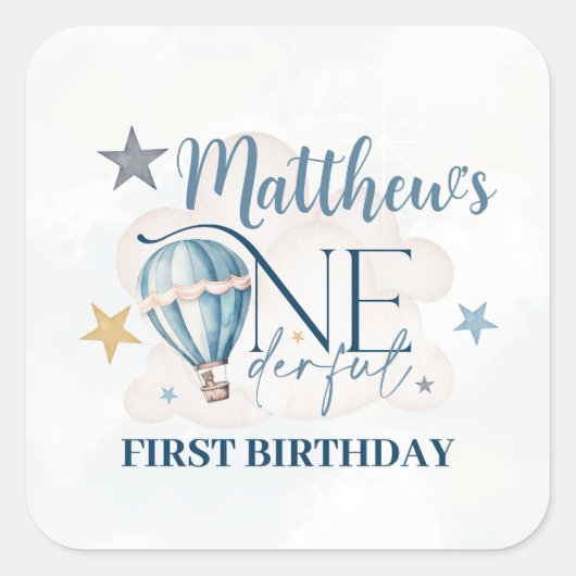 パーソナライズされた風船の中のクマのスクエアステッカー スクエアシール (正面)