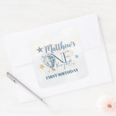 パーソナライズされた風船の中のクマのスクエアステッカー スクエアシール (封筒)