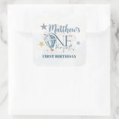 パーソナライズされた風船の中のクマのスクエアステッカー スクエアシール (バッグ)