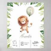 パーソナライズされた風船付き可愛いライオン子供部屋 ポスター (正面)