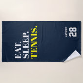 パーソナライズされた食べテニス ビーチタオル (正面)