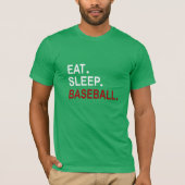 パーソナライズされた食べ寝野球 Tシャツ (正面)