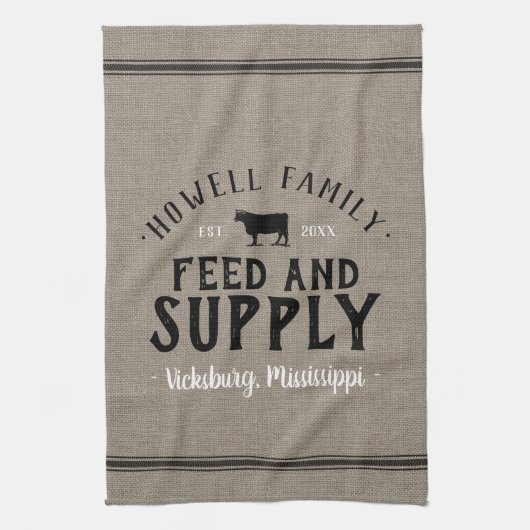 パーソナライズされた食べ物を与え供給穀袋 キッチンタオル (縦)