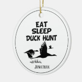 パーソナライズされた食べ眠りアヒル狩り セラミックオーナメント (左)