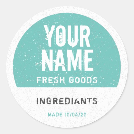 パーソナライズされた食品保管ラベル – 単語の追加 ラウンドシール (正面)