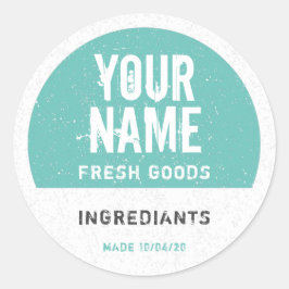 パーソナライズされた食品保管ラベル – 単語の追加 ラウンドシール