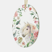 パーソナライズされた馬かわいらし花園クリスマス セラミックオーナメント (左)