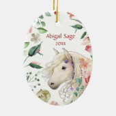 パーソナライズされた馬かわいらし花園クリスマス セラミックオーナメント (裏面)