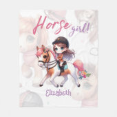 パーソナライズされた馬の少女のドレッサージュライダー フリースブランケット (正面)
