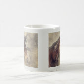 パーソナライズされた馬絵画の コーヒーマグカップ (中央)