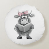 パーソナライズされた高地読牛枕 ラウンドクッション (裏面)