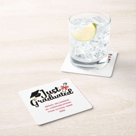 パーソナライズされた高校卒業 スクエアペーパーコースター (インサイチュ)