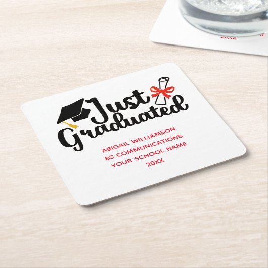 パーソナライズされた高校卒業 スクエアペーパーコースター (アングル)