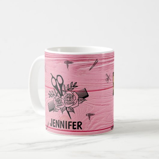 パーソナライズされた髪型マユーモアのあるグ コーヒーマグカップ (正面左)