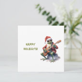 パーソナライズされた魅力的おもしろいChristmas Frog Band シーズンカード (スタンド正面)