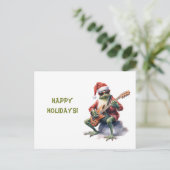 パーソナライズされた魅力的おもしろいChristmas Frog Band ポストカード (スタンド正面)