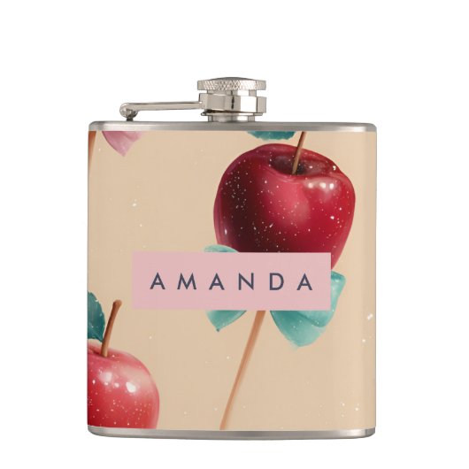 パーソナライズされた魅力的Appleの柄 フラスク (正面)