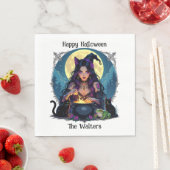 パーソナライズされた魔女と大釜ハロウィーン スタンダードランチョンナプキン (インサイチュ)
