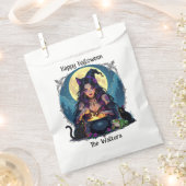 パーソナライズされた魔女と大釜ハロウィーン フェイバーバッグ (クリップ留めされた状態)