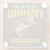 パーソナライズされた魚釣りアドベンチャーバスフィッシュアングラー  ガラスコースター (裏面)