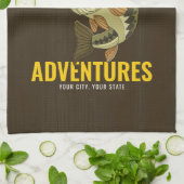 パーソナライズされた魚釣りアドベンチャーバスフィッシュアングラー キッチンタオル (折り畳み)