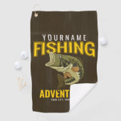 パーソナライズされた魚釣りアドベンチャーバスフィッシュアングラー ゴルフタオル (インサイチュ)