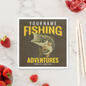 パーソナライズされた魚釣りアドベンチャーバスフィッシュアングラー スタンダードランチョンナプキン (インサイチュ)