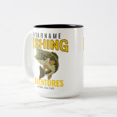 パーソナライズされた魚釣りアドベンチャーバスフィッシュアングラー ツートーンマグカップ (正面左)