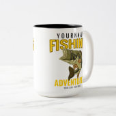 パーソナライズされた魚釣りアドベンチャーバスフィッシュアングラー ツートーンマグカップ (正面右)