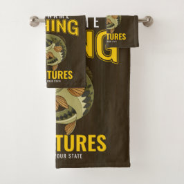 パーソナライズされた魚釣りアドベンチャーバスフィッシュアングラー バスタオルセット