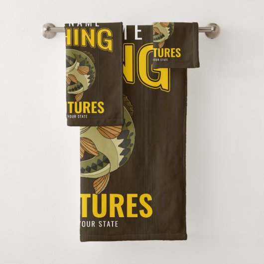 パーソナライズされた魚釣りアドベンチャーバスフィッシュアングラー バスタオルセット (インサイチュ)