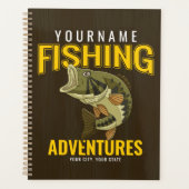 パーソナライズされた魚釣りアドベンチャーバスフィッシュアングラー プランナー手帳 (正面)