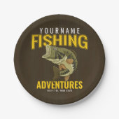 パーソナライズされた魚釣りアドベンチャーバスフィッシュアングラー ペーパープレート (正面)