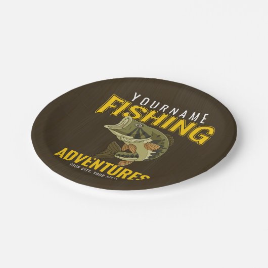 パーソナライズされた魚釣りアドベンチャーバスフィッシュアングラー ペーパープレート (アングル)