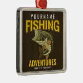 パーソナライズされた魚釣りアドベンチャーバスフィッシュアングラー メタルオーナメント (右)